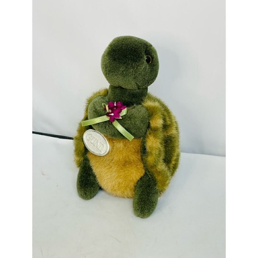 Gund Whiz Turtle Plush Stuffed Animal Holding Flowers 1987